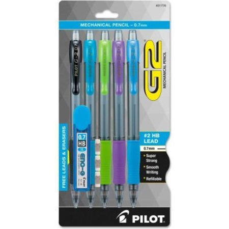 PILOT Pilot G2 Mechanical Pencil, 0.7 mm, HB #2.5, Black Lead, Assorted Barrel Colors, 5/Pack 31776